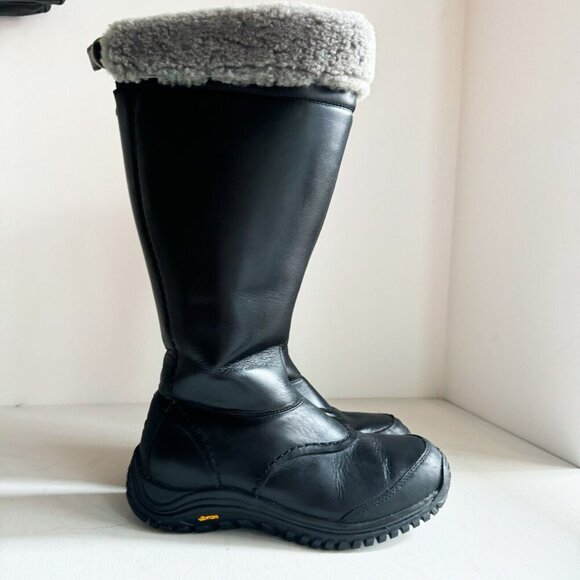 UGG Miko Waterproof Lined Boots -Black Leather / Sheepskin  9 - Picture 1 of 11